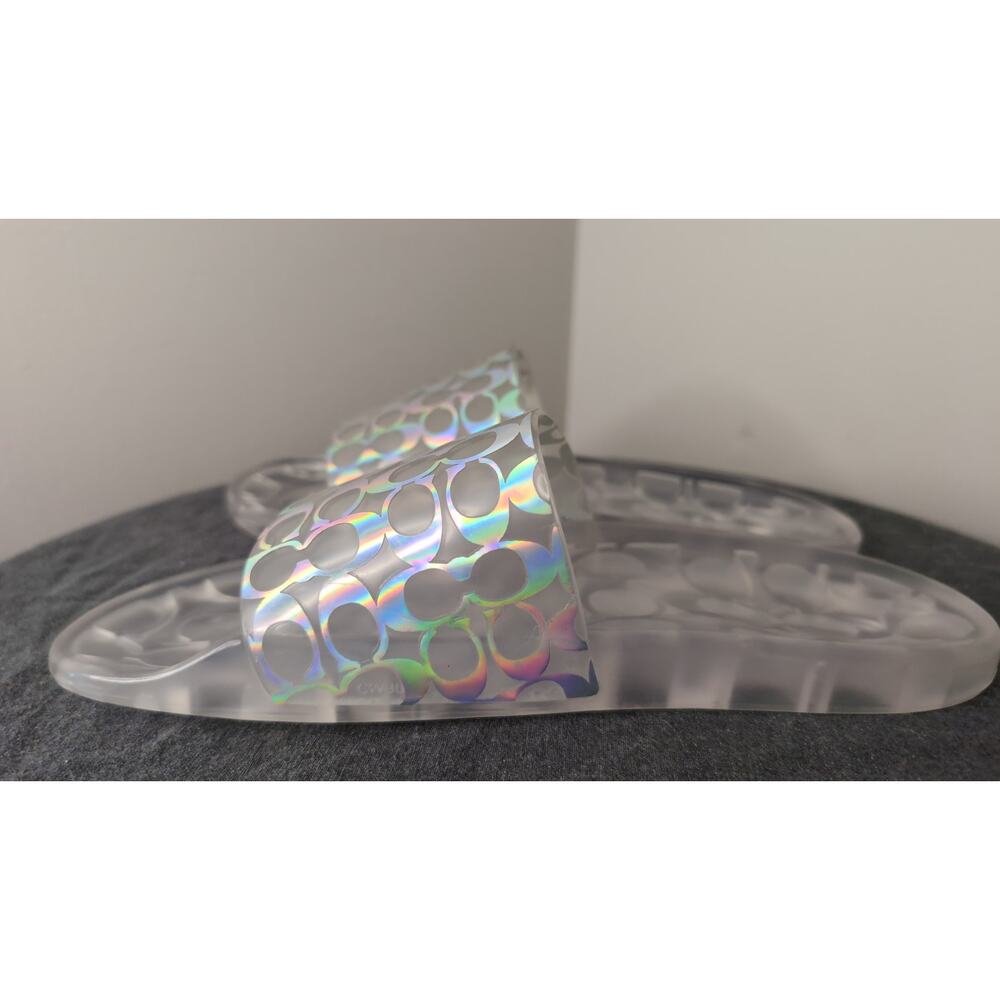 Coach Holographic Slide Sandals Size 9B Jelly Logo Pool Slides NWOT - Picture 6 of 8